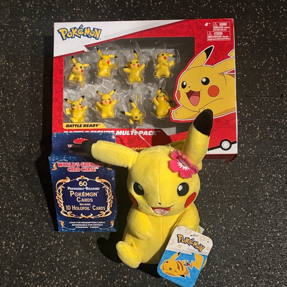 Pokemon Yellow Pikachu Plush with Multi-Figure Pack and Card Booster
